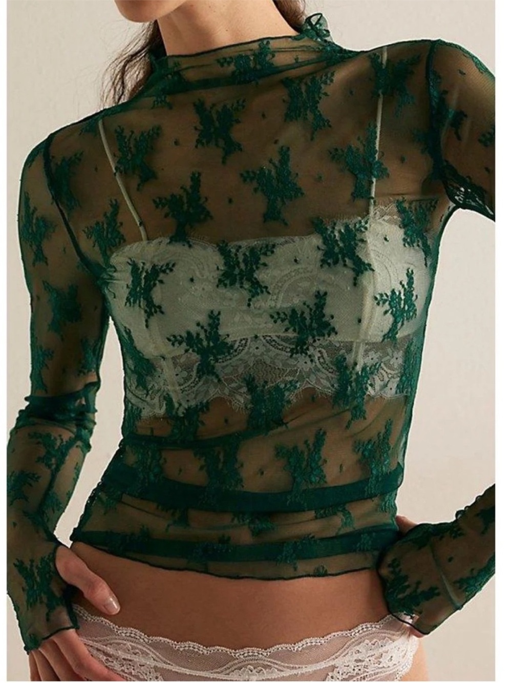 NWT Intimately Free People Lady Lux Layering Top Evergreen Sz XS